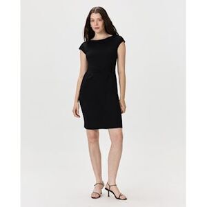 Quince Women Ultra-Stretch Ponte Cap Sleeve Dress Black Basic Sleeved S